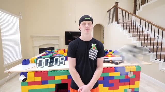 24 HOUR CHALLENGE IN HUGE LEGO HOUSE! 